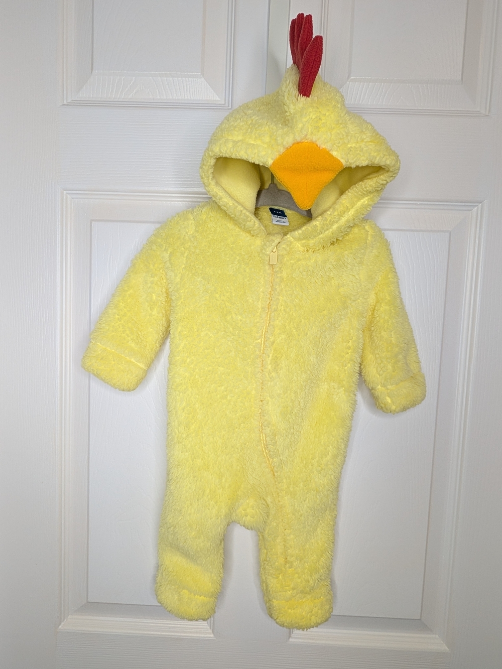Baby Halloween Costume Yellow Chick Fleece Costume Hooded Onesie Size 3-6M NWOT